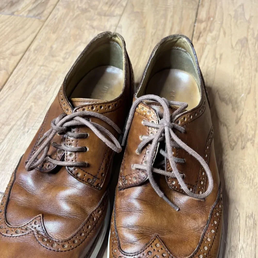 Cole Haan LunarGrand‎ Shoes Mens Size 10 Brown Leather Dress Wingtip Oxford